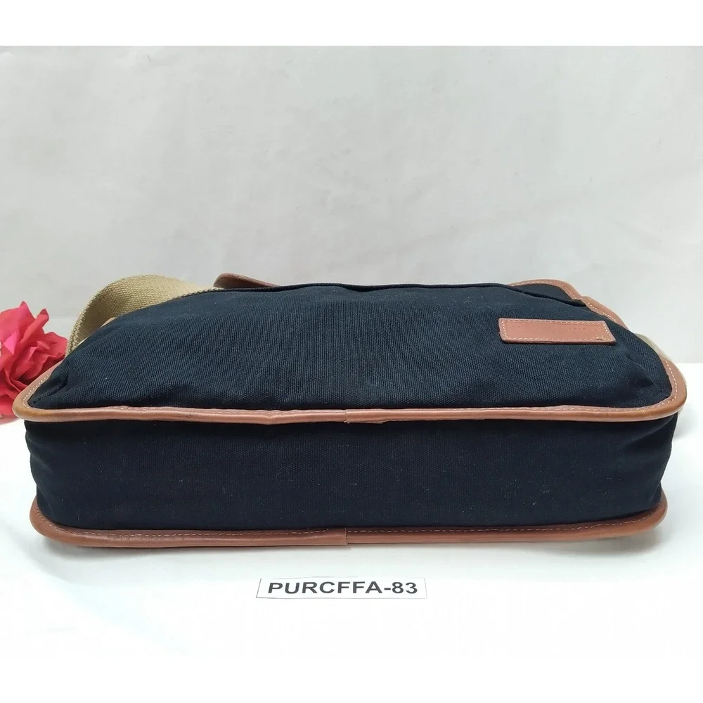 Tommy Hilfiger Dark Blue Canvas Double Handles Zipper Messenger Laptop Bag